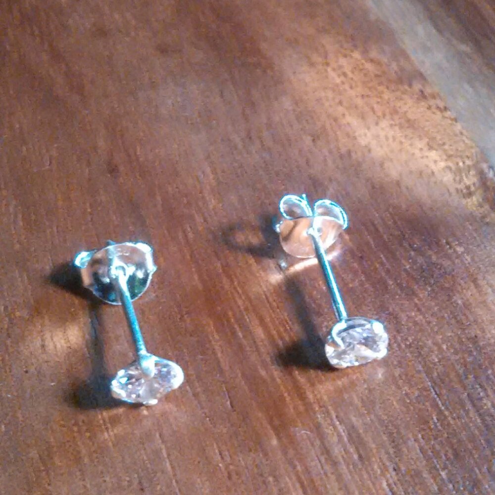 Simulated Pink Diamond Sterling Silver Stud Earrings